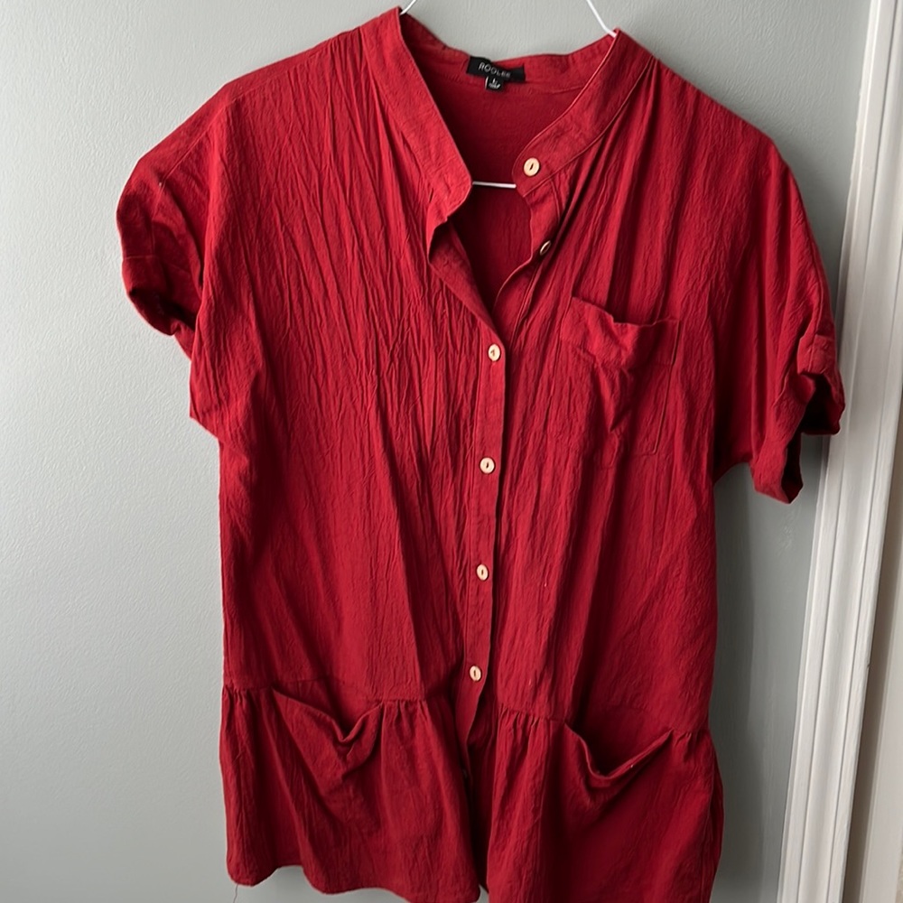 Linen button up top